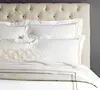 Feather Down Proof White 100 Cotton Hotel Bedding Duvet Cover Set Embroidered