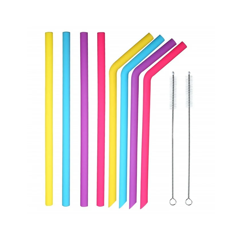 Amazon Hot Environment Friendly Silicone Thin Straws With Nylon