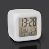 Color Changing Cube Square LED Night Light Silent White Desk Table Clock