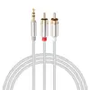 Universal 3.5 Male to 2RCA Male Stereo Audio Connector Adapter Patch Cable Wire Cord Line CD Computer TV Black White