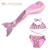 Layatone 3 Pcs Girls Swimsuit Mermaid Tails Swimming Bathing Suit Set Swimwear Bikini Mermaid Suit Set Beach Girl