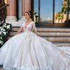 Long Sleeve Applique Lace Luxury Wedding Dress Bridal Gown Wedding Gown Ball Gown