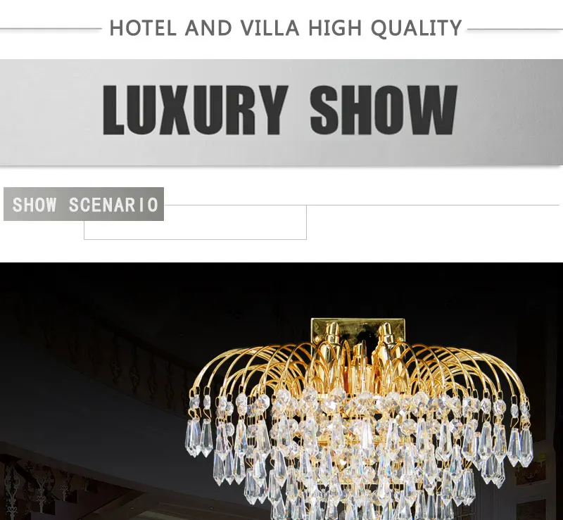 crystal wall wall light luxury crystal lighting gold iron led wall lamp for hotel