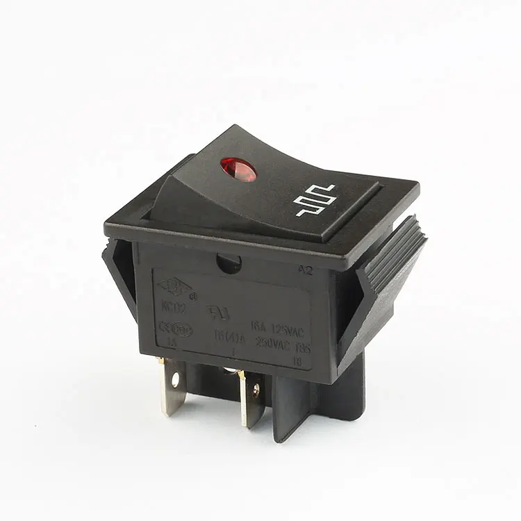Interruptor DPDT, en en no iluminado panel 16 A negro Rocker Switch - OFF -