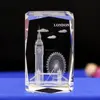 Big Ben crystal carving tour souvenir gift 3d crystal glass cubes inside with customized famous building and customized image