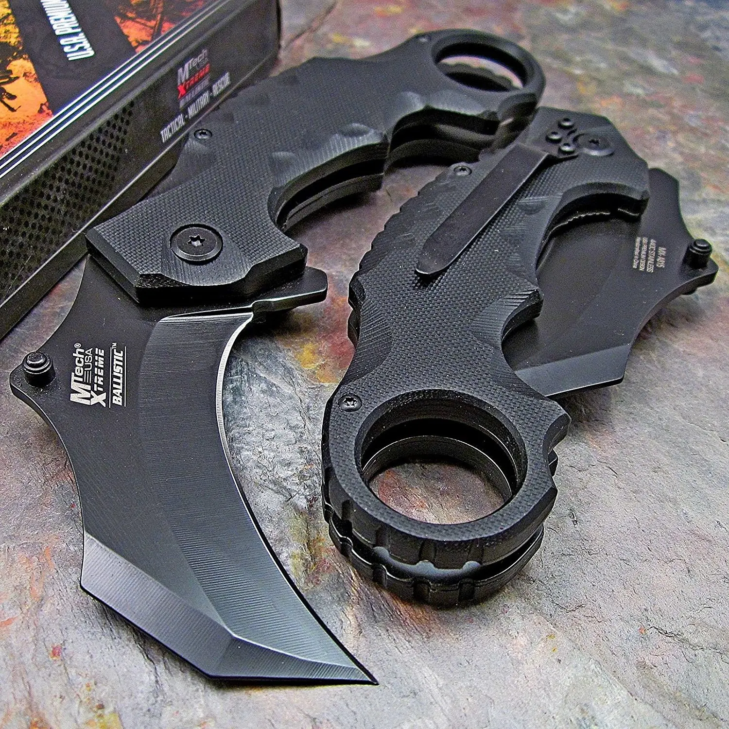 MX-A815BK-MC Master Cutlery MX-A815BK 5" Karambit Folder, 2.5" black Blade, black G10 Handle with Clip