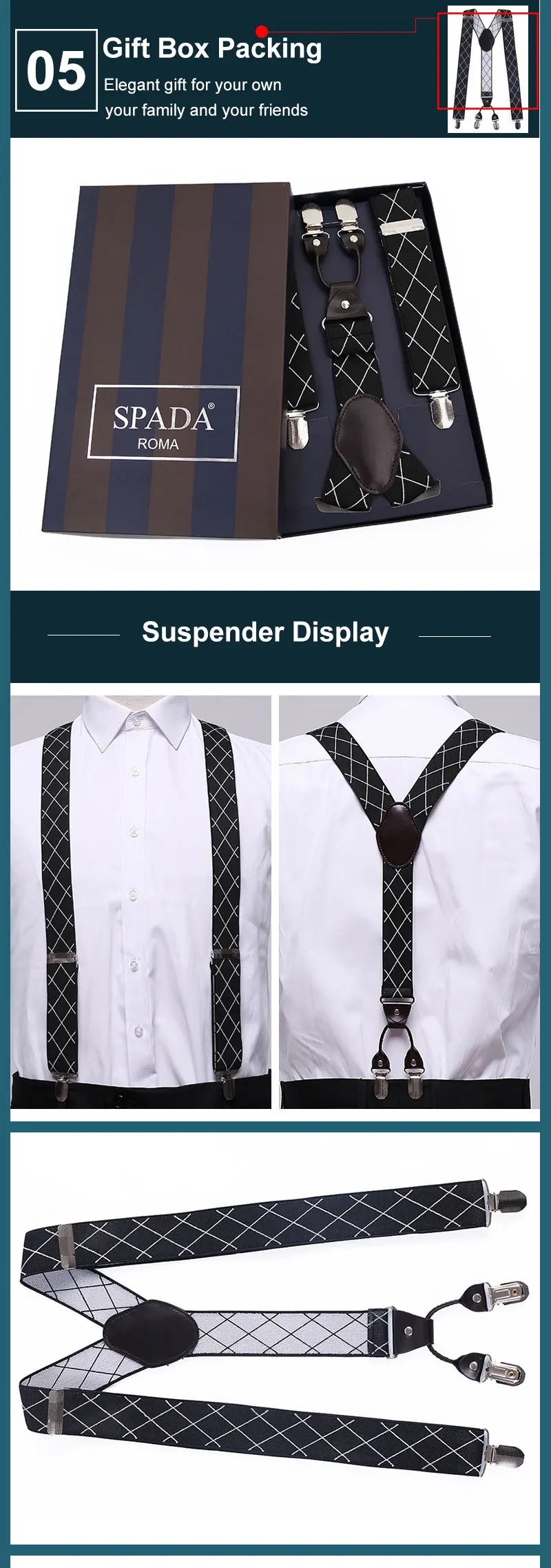 Oem Custom Printed Suspenders For Men Y Style Very Strong Clips