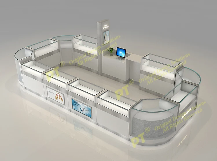 Simple Design Ornament Ring Jewelry Showcase Kiosk Stands For Malls