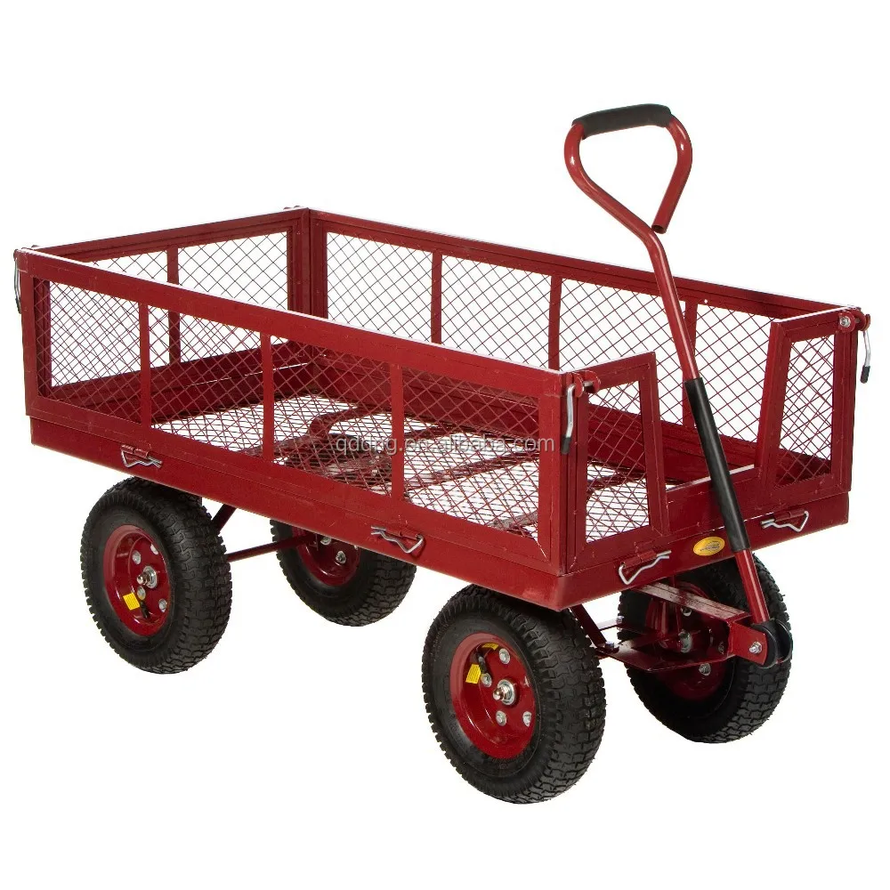 Großen vier- rad metall Garten wagen mit Drop-Down Seiten