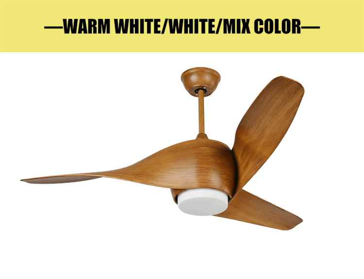 Hot Sale European Style Glass Lampshade LED 12W Ceiling Lamp Fan Remote Control Brown ABS Blade Ceiling Fan With Light