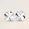 Best Seller lucky friendship jewelry 925 Sterling Silver Four Leaf Stud Earrings