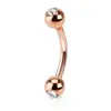 PVD Coating G23 Titanium Gem Ball Eyebrow Curve Ring