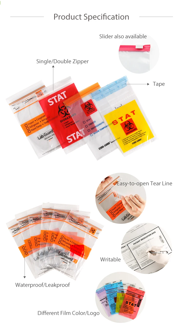 YTBagmart制造商医疗级实验室医院标本袋Pe塑料3/4层自封生物危害袋