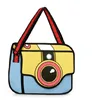 Trendy cartoon ladies fashion 2D shoulder bag camera design coin purse with handle