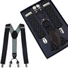 Mens 1-1/2 Classic Y Shape Plaid Work Suspenders with Straight Clips
