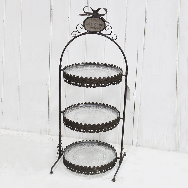 Rustic Metal Glass Cake Serving 3 Tier Dessert Tray Buy 3 Tier