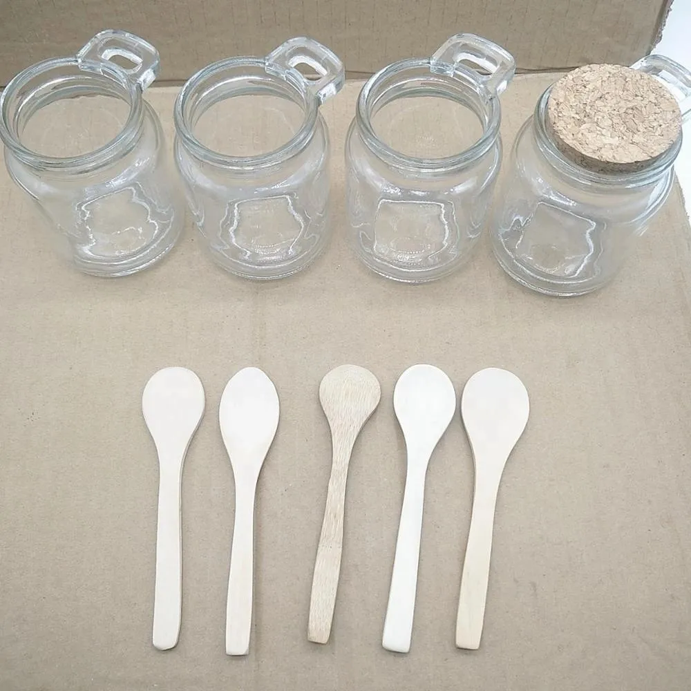 100ml 250ml Clear Candy With Cork Lid Wholesale Glass Jar With Spoon