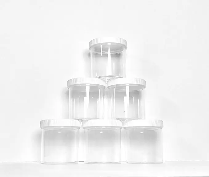 8oz Slime Container Favor Jars Clear empty wide-mouth plastic containers wi...