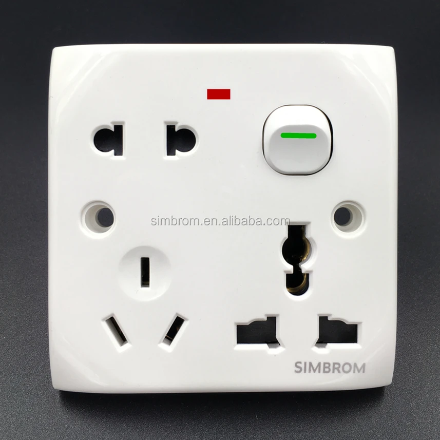 Bangladesh 8pins Wall Switch Socket 1 Gang Switch 6 Pin Universal