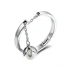 New Trendy 925 Sterling Silver Shell Pearl Flowers Dangle Open Finger Ring