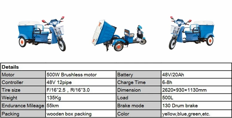 New designed electric garbage tricycle for sale