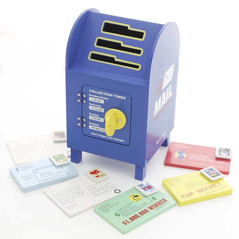 Wholesale funny baby wooden mailbox toy box best design wooden envelope mailbox  educational toys box for kids