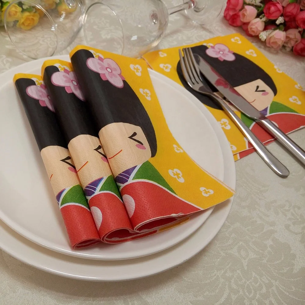 Wholesale Cute Japanese Character Printed Decorative Paper Napkins