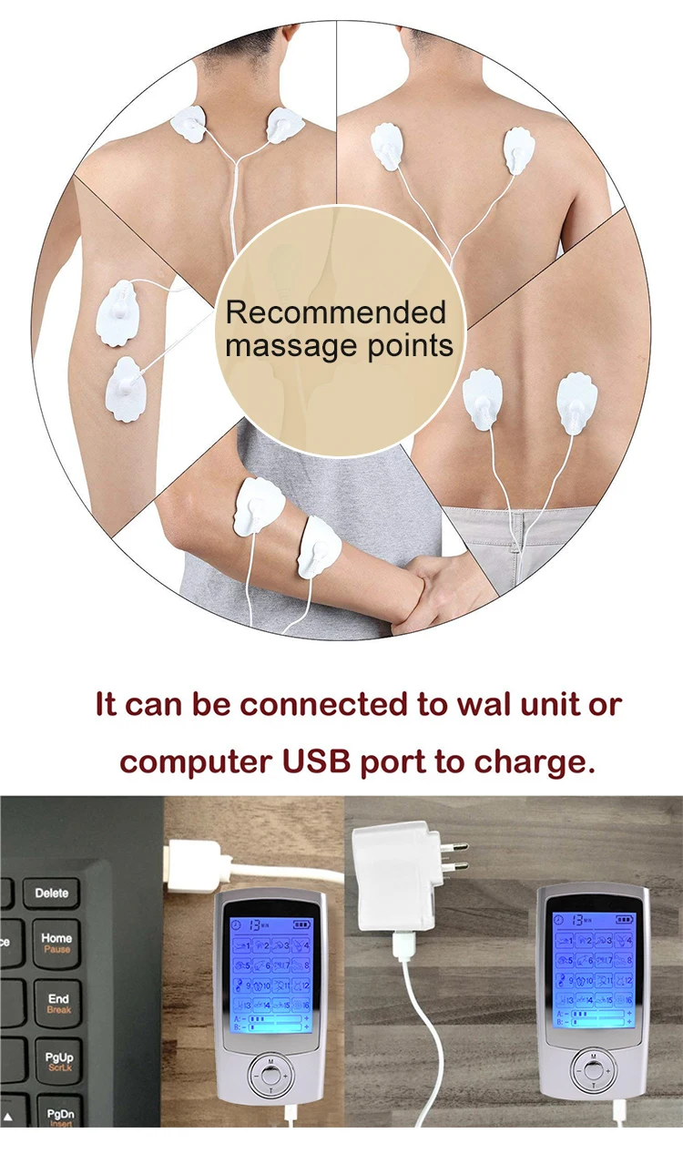 Ab16 Model Electronic Pulse Muscle Stimulator Massager Ems Tens Unit ...