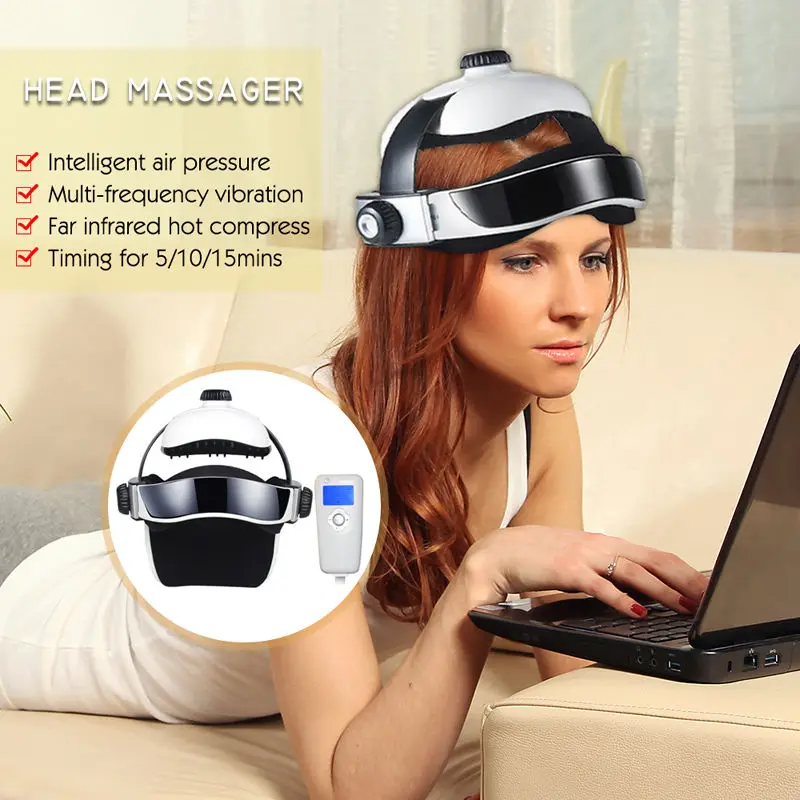 Electric Automatic Eye & Head Massager w Infrared Heat Compression Soothing Music Vibrating Head Massager