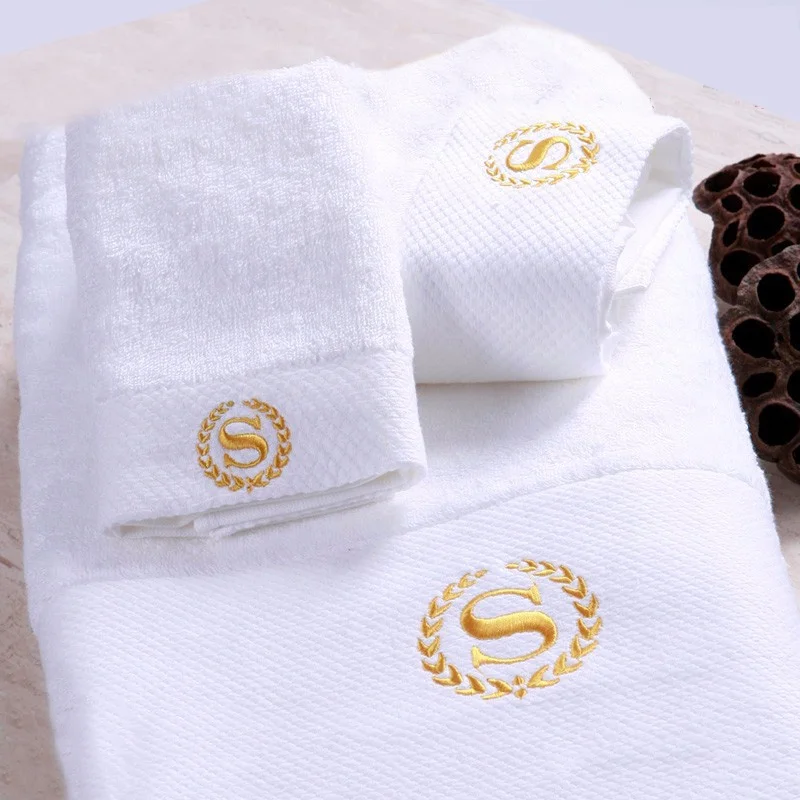 Manufacturer Wholesale Luxury White Cotton Bath Face Towels 5 Star Hotel Towel Set