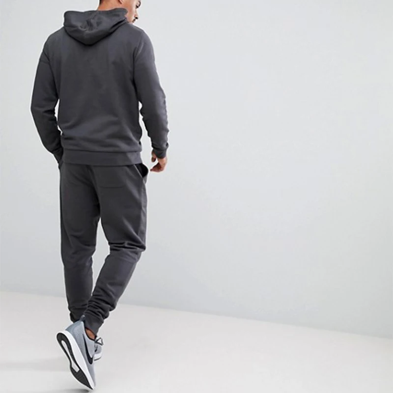 Washed Fashion Black Solid Wholesale Men Plain Sweat Suits With High