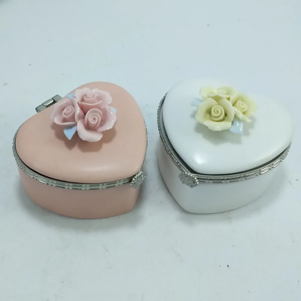 Glazed White Square Ceramic Jewelry Earring Box Porcelain Trinket Box