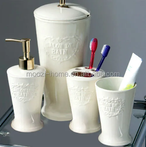 floral printed ceramic bathroom accessory set,fancy bathroom set floral printed ceramic bathroom accessory set,fancy bathroom set