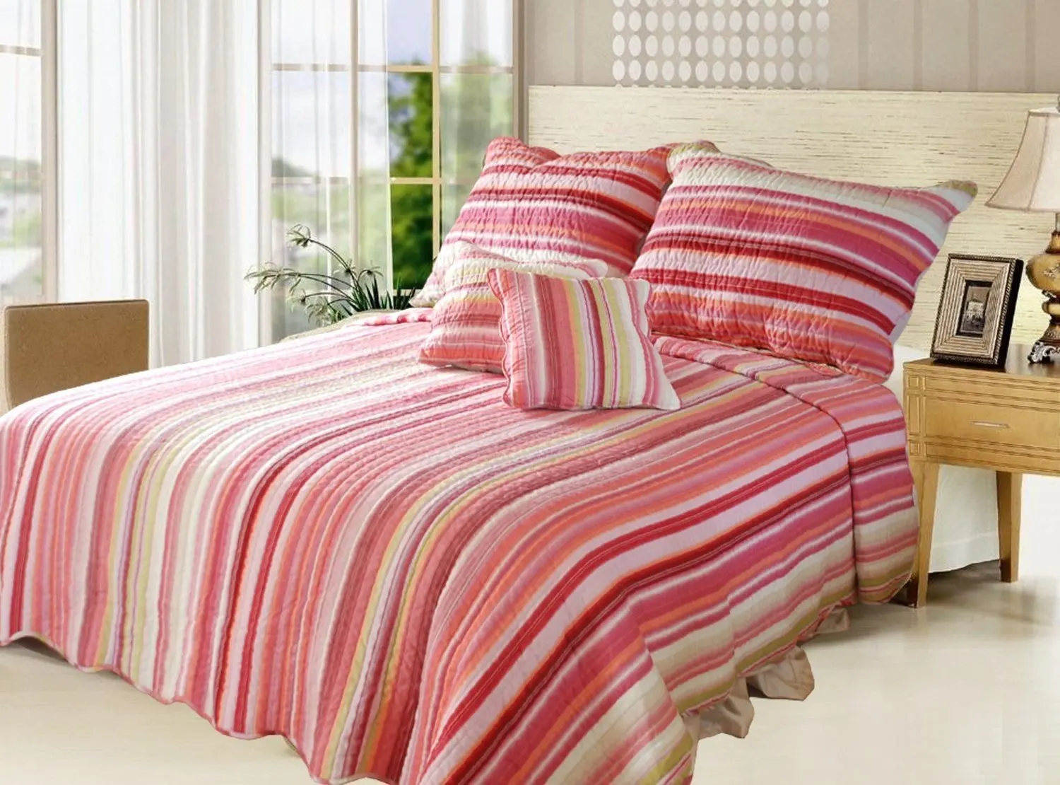 Striped Baby Quilt Find Deals On Line At Get Quotations Dada Bedding Reversible Stunning Striped Multi Colored Quilt Bedspread Set Red Pink Stripes