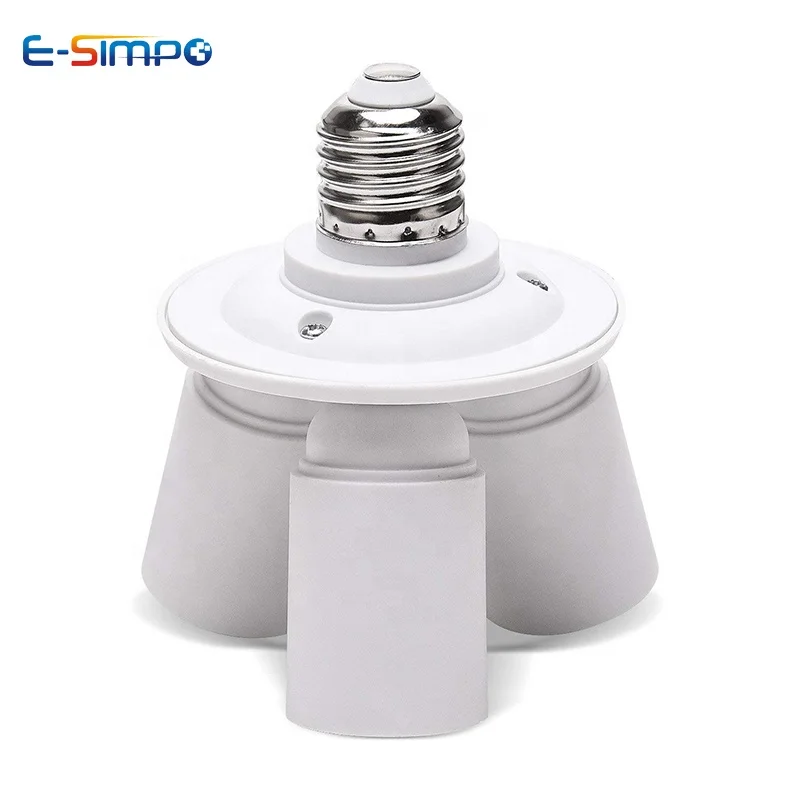 
3-in-1 E26/E27 to E27 Light Socket Splitter Adapter Extender E27 screw lamp holder splitter 