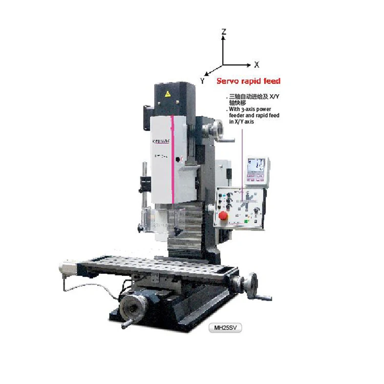 Mh25sv Quick Clamping System Easy Tool Change Drilling Milling Machine