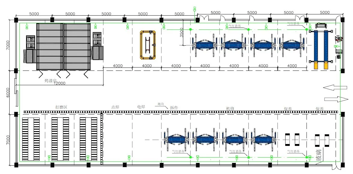 1500m2 Workshop Design Car Equipment One Stop Service Garage