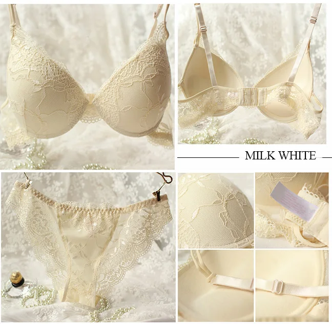 Factory Price Sexy Back Closure Fancy Lace push-up Bra And Adjusted-straps breathable  Panty Sets For Women