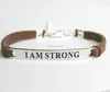 Factory OEM Jewelry custom logo i am strong Inspirational cuff Charm Bracelet