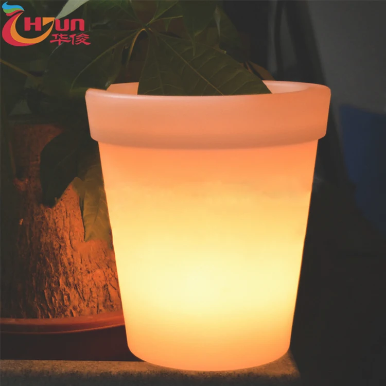 Outdoor Glow In Night Rgb Led Lighted A Large Size Plastic Smart Flower Pot Buy Plastic Flower