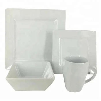 Restaurant Ceramic Porcelain Square Shape 16 Piece Western Germany Restaurant Ceramic Porcelain Square Shape 16 Piece Western Germany Dinnerware Sets