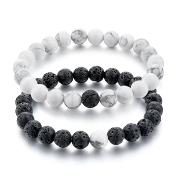 Matching Bracelets His And Her S Set Howlite Matte Onyx Matching Bracelets His And Her S Set Howlite Matte Onyx Bracelet Best Friend Anniversary