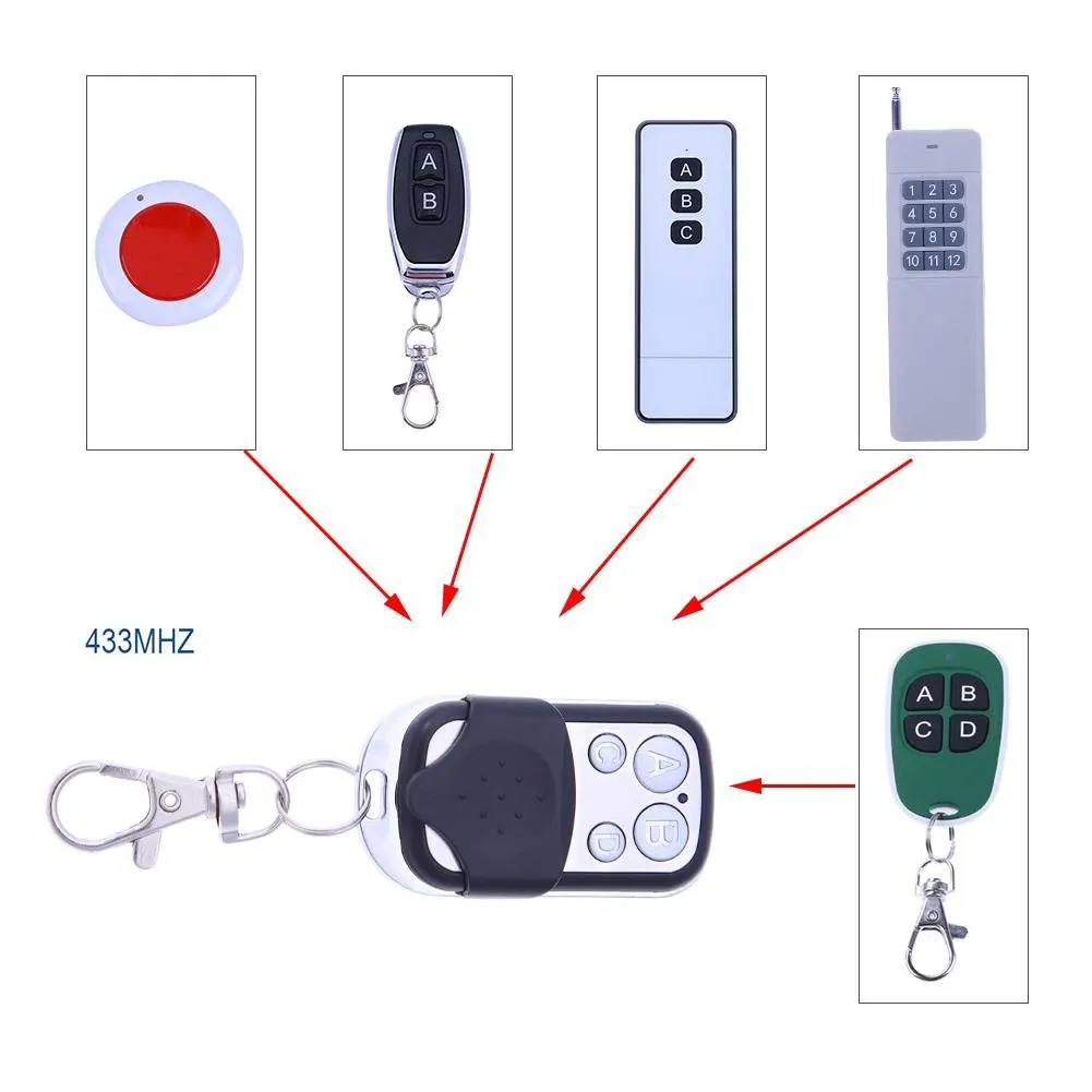 433mhz Remote Controller 4 Channels Wireless 433 Control Abcd 4 Buttons ...