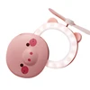 2019 new product pig Holder Handheld Fan Makeup Mirror LED Mini Fan with Selfie led light
