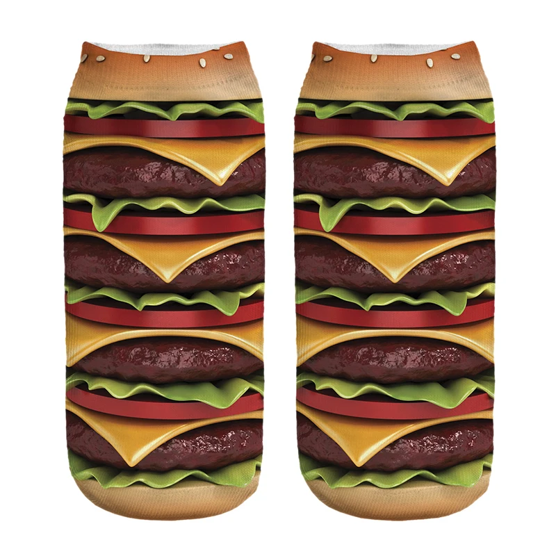 Free Shipping Hot Sale 3D Socks Hamburger Pattern Cozy Socks Thin Comfortable Socks