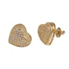 10K Solid Yellow Gold Womens Cubic Zirconia Diamond Heart Stud Earrings