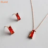 Jewelry Manufacturer wholesale Rose gold plated 925 sterling silver red ruby pendant necklace & STud Earrings set for Women