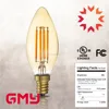 China Led producer UL Certified Led Bulb Amber B11 Vintage Edison Light Bulb 3W 4.5W 2200k E12 E26 Candle Led Filament Bulb