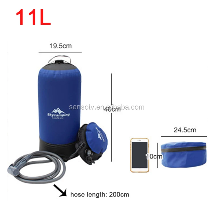 PVC Outdoor Inflatable Shower Pressure Shower Water Bag Portable Camp Shower 11L 