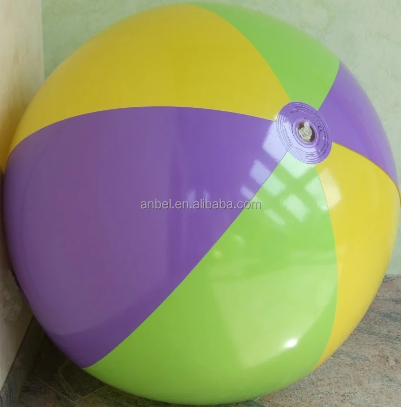 30" Inflatable 3 Color Purple&green&yellow Beach Ball Glossy Vinyl